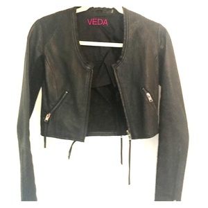 Veda Cropped Leather Jacket